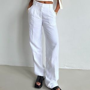 Aritzia White Effortless Linen Pant